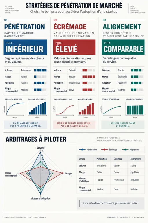 Infographie comparative sur les meilleures stratégies de pénétration de marché pour une startup