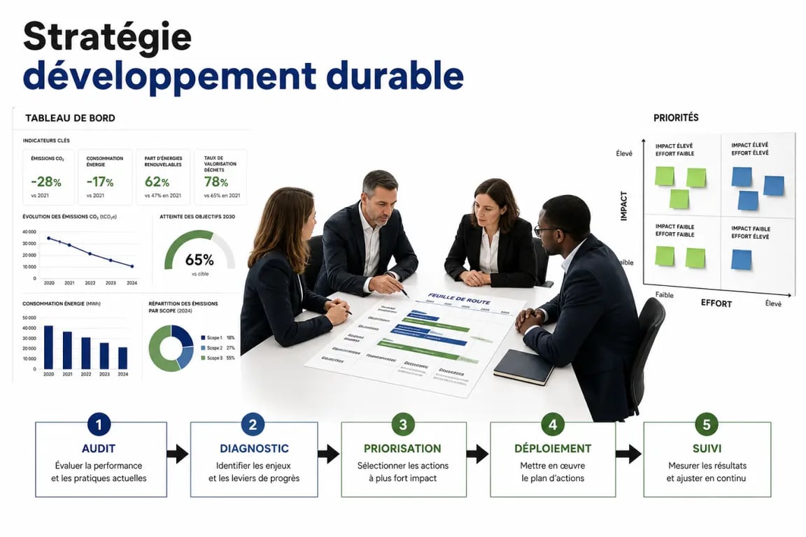Conseil stratégie développement durable : audit, diagnostic, feuille de route et pilotage en entreprise