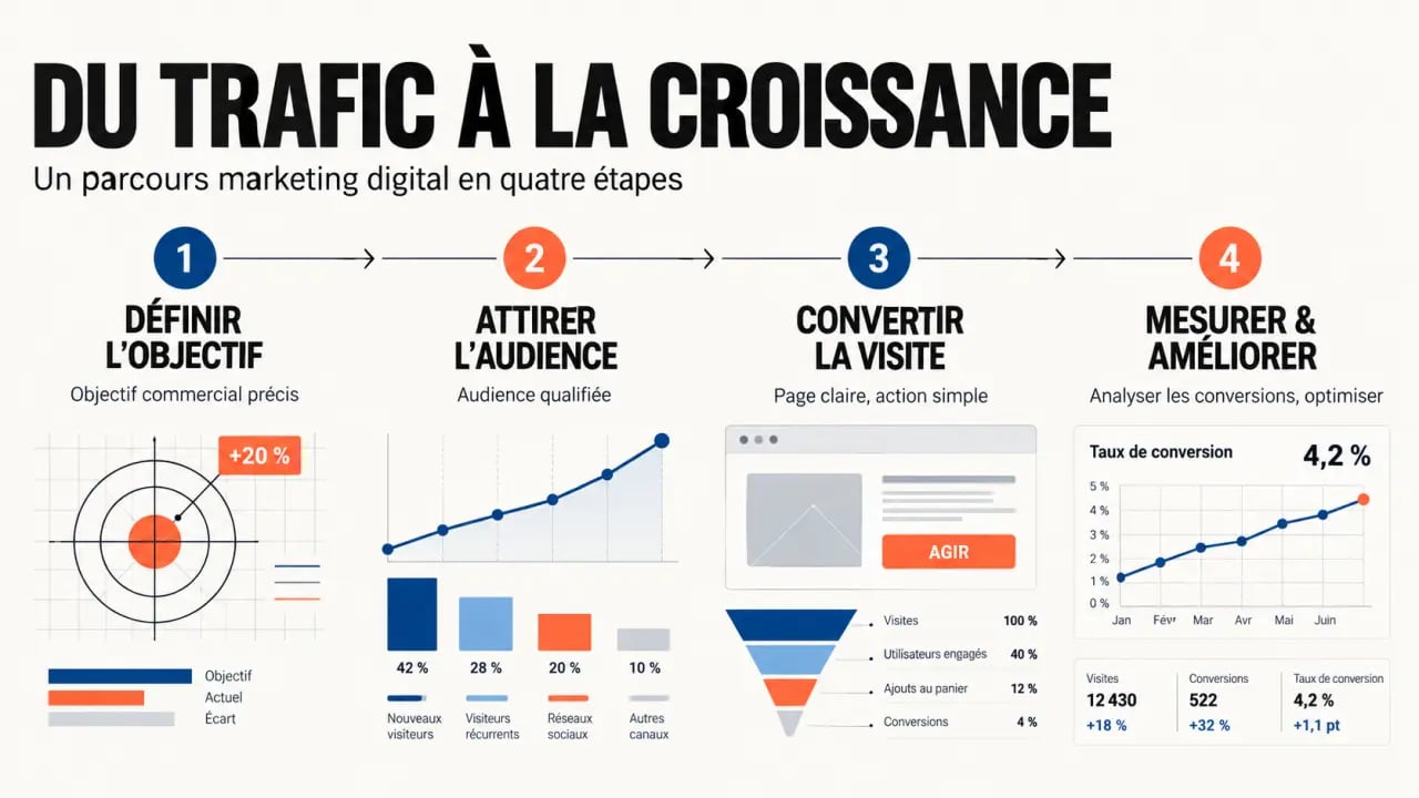Processus en quatre étapes pour comprendre comment faire du marketing digital