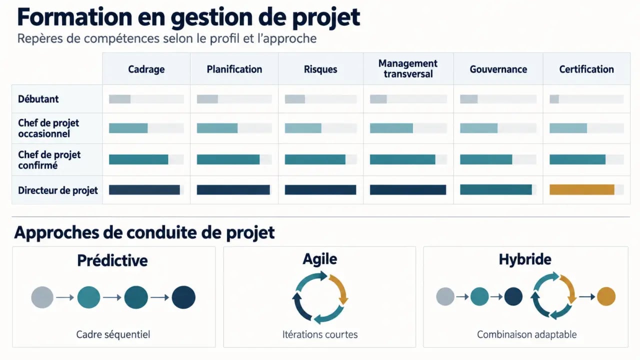 Formation sur la gestion de projet : parcours selon le niveau, le rôle et la méthode